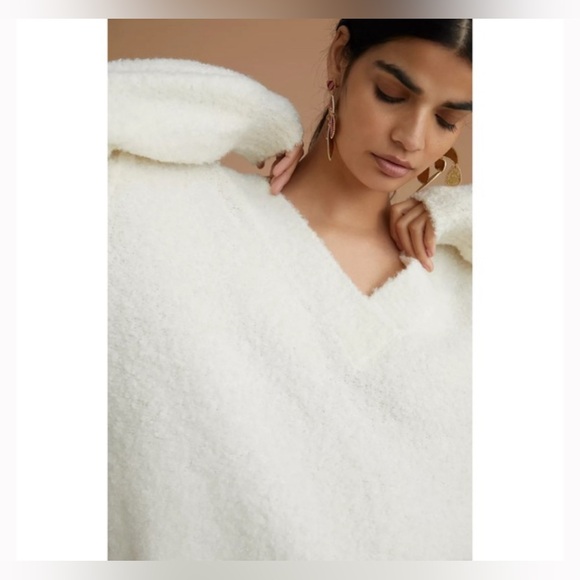 NWOT ANTHROPOLOGIE PILCRO TEDDY V-NECK TUNIC SWEATER. Size XXS. - Picture 6 of 15